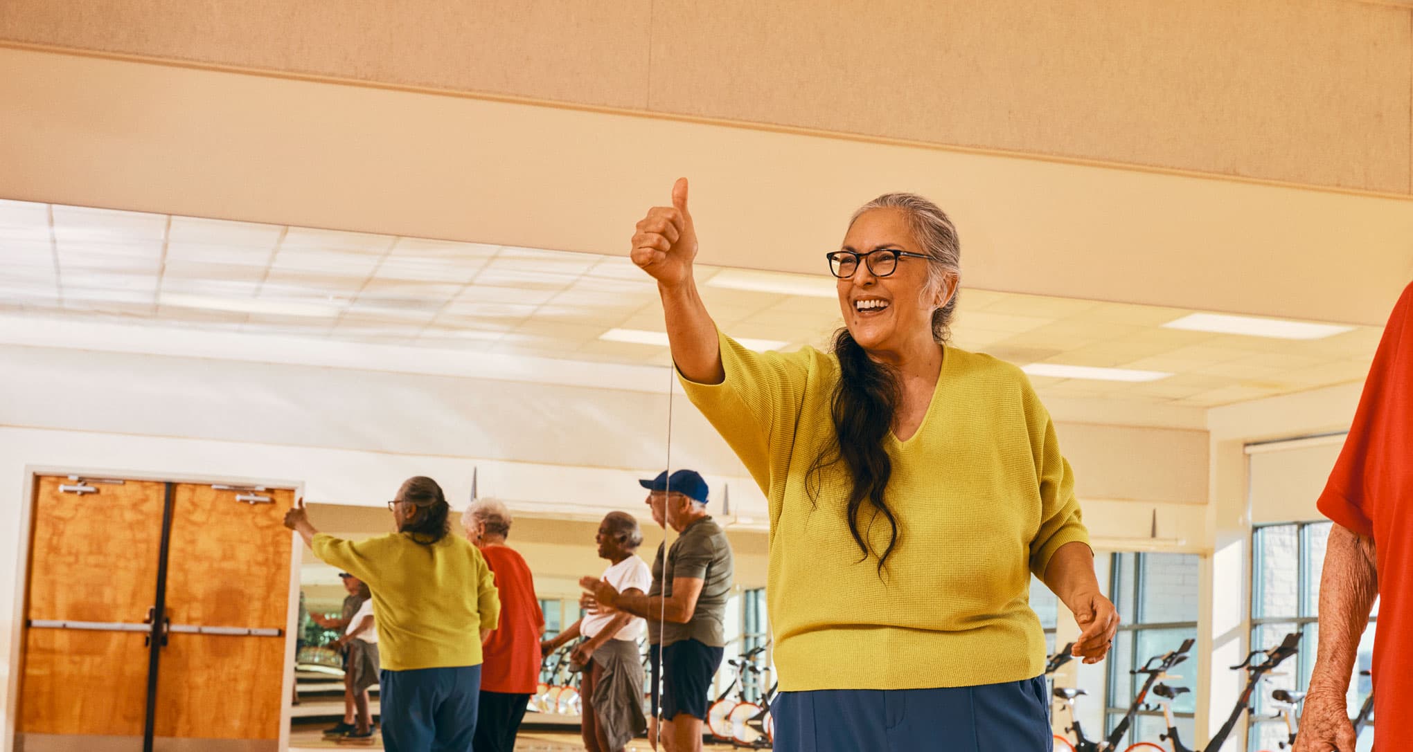 Woman at the gym exercising